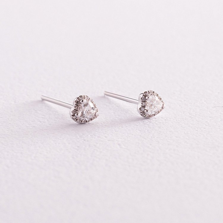 Золоті сережки - пусети "Серця" з діамантами сб0228са від ювелірного магазину Онікс