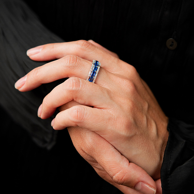 Золотое кольцо с бриллиантами и сапфирами кб0650rc от ювелирного магазина Оникс - 4