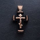 Мужской православный крест "Распятие. Спаси и Сохрани" из эбенового дерева и золота 0001 от ювелирного магазина Оникс - 4