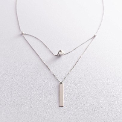 Кольє з кулькою в білому золоті (можлива гравіювання) кол01741 №2