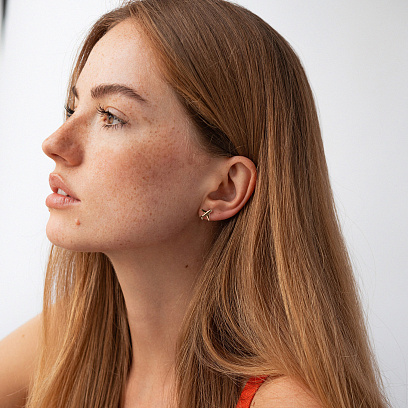 Сережки - пусети "Літак" (жовте золото) с09196 №4