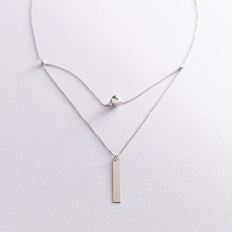 Кольє з кулькою в білому золоті (можлива гравіювання) кол01741 від ювелірного магазину Онікс - 1