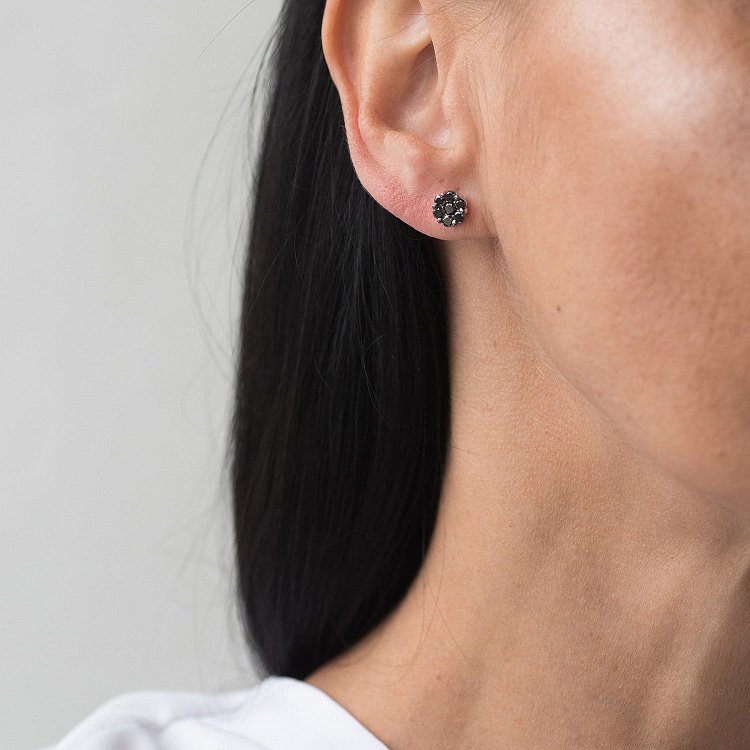 Золоті сережки-пусети з чорними діамантами сб0079ca від ювелірного магазину Онікс - 4