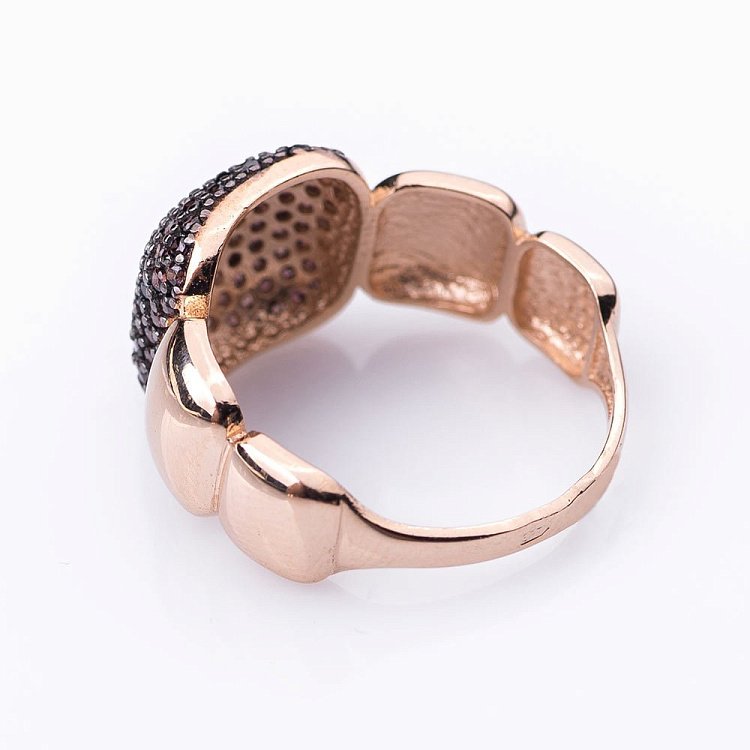 Золота каблучка з чорними і коричневими фіанітами к04964 від ювелірного магазину Онікс - 1