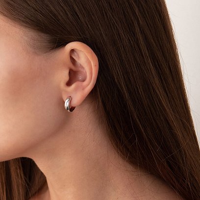 Золоті сережки-кільця без каменів с05029 №5