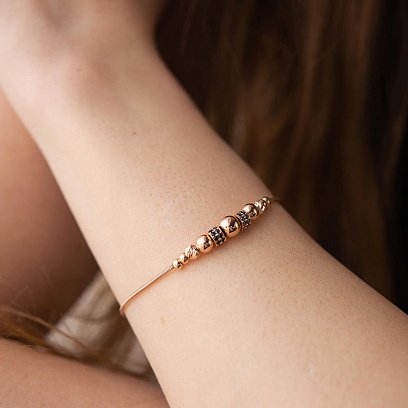 Браслет "Кульки" у червоному золоті (фіаніти) б05106 №2