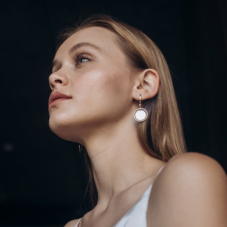 Серьги из желтого золота "Круги" с06367 от ювелирного магазина Оникс - 6