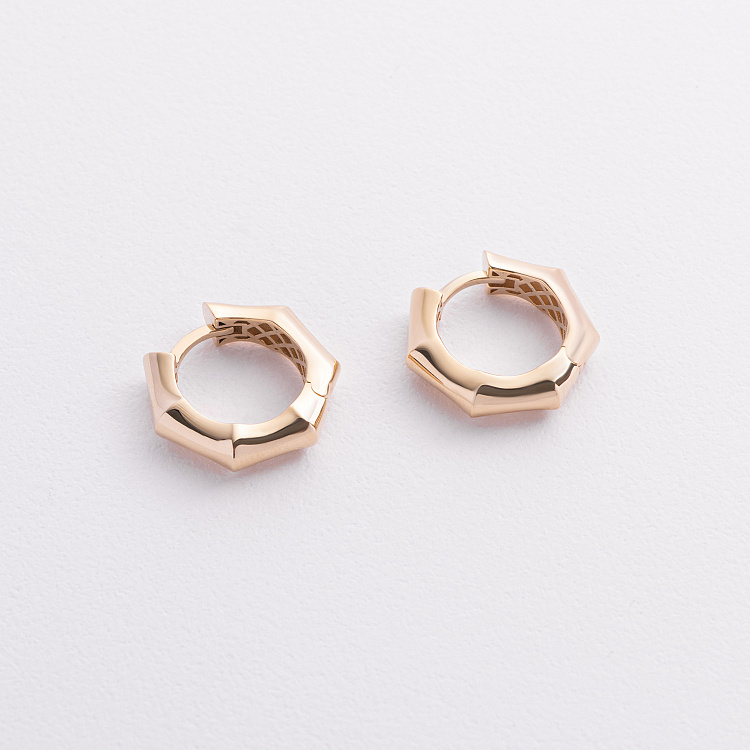 Серьги - кольца "Selesta" в желтом золоте mini с09556 от ювелирного магазина Оникс - 1