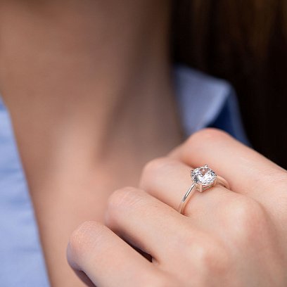 Серебряное кольцо с фианитом 111898 №3