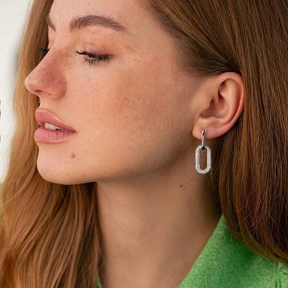 Серьги "Daniela" с фианитами (белое золото) с09032 №2