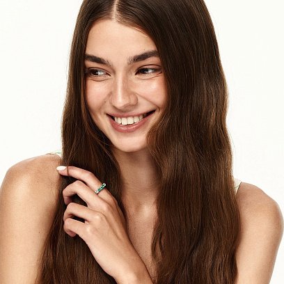 Золота каблучка з смарагдами та діамантами кб0374nl №2