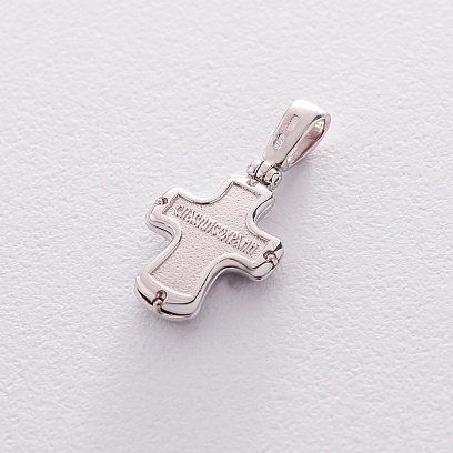 Золотий хрестик з емаллю  "Спаси і Сохрани" п03321 №2