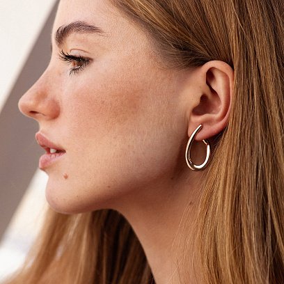 Сережки "Крапельки" у червоному золоті с07404 №2