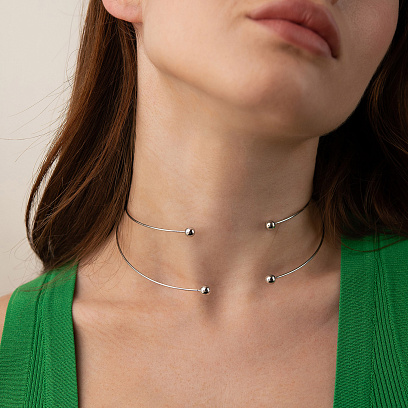 Кольє - чокер "Demi" (біле золото) з кульками кол02617 №5