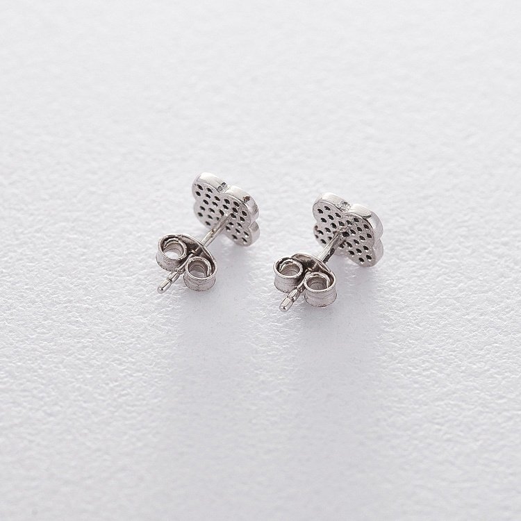 Золоті сережки-пусети "Конюшина" (чорні фіаніти) с05632 від ювелірного магазину Онікс - 3