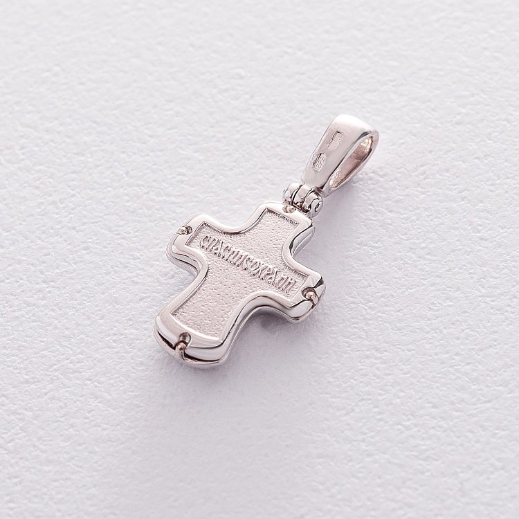 Золотий хрестик з емаллю  "Спаси і Сохрани" п03321 від ювелірного магазину Онікс - 1