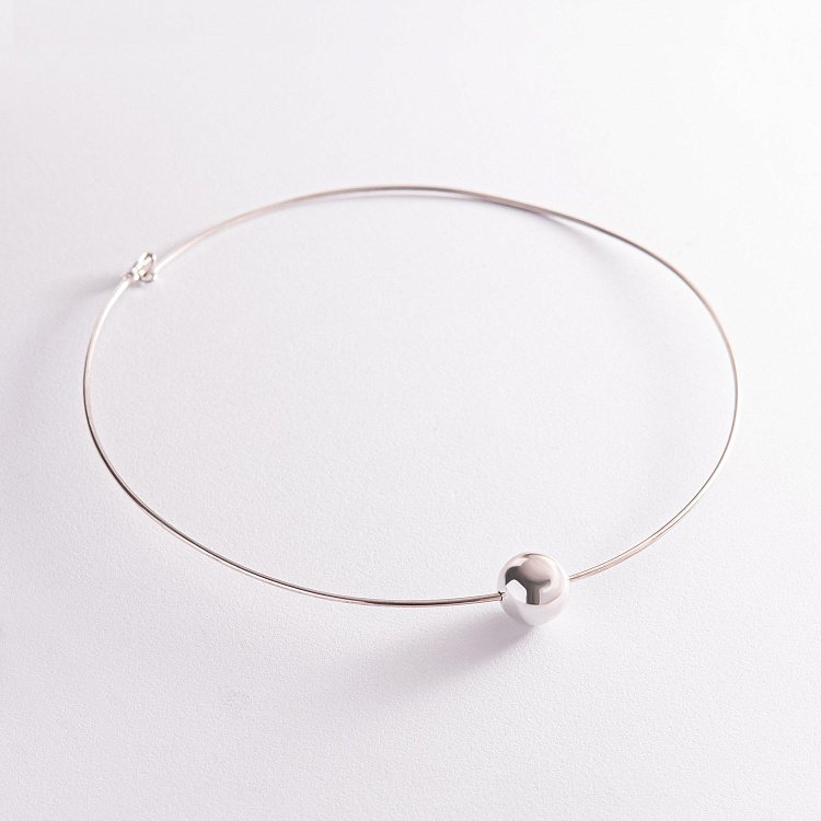 Серебряное колье с шариком 18056 от ювелирного магазина Оникс - 2