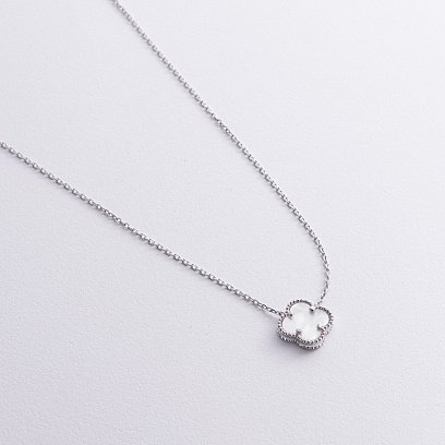 Серебряное колье "Клевер" (перламутр) 181303 №3