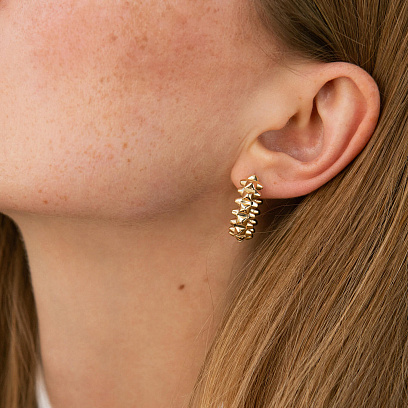 Сережки - кільця "Gemma" в жовтому золоті с08254 №10