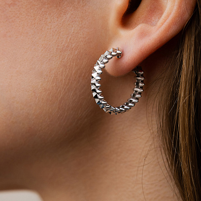 Сережки - кільця в білому золоті с09549 №6