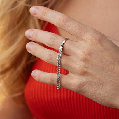 Кольцо с цепочками (белое золото) к07476 №7