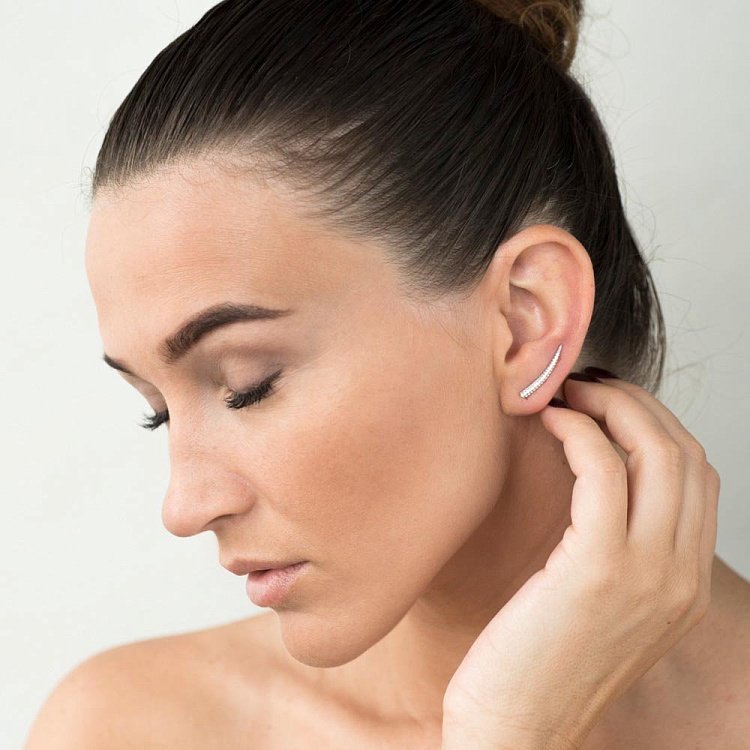 Срібні сережки з фіанітами 122189 від ювелірного магазину Онікс - 3