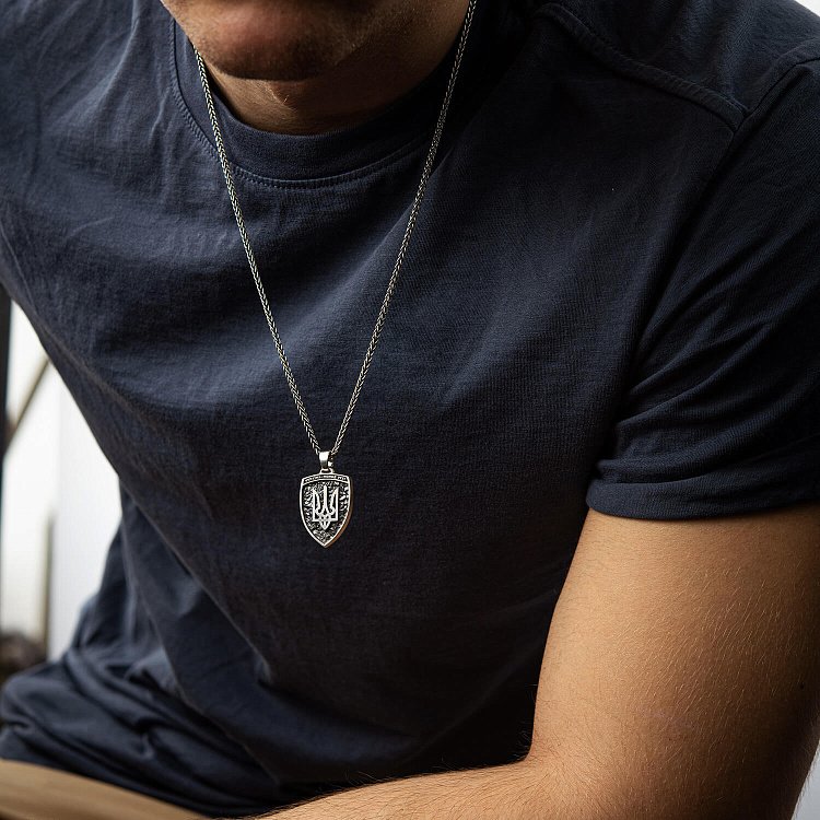 Срібний кулон "Герб України - Тризуб. Україна понад усе. Русский военный корабль иди на ***" 133133кор від ювелірного магазину Онікс - 8