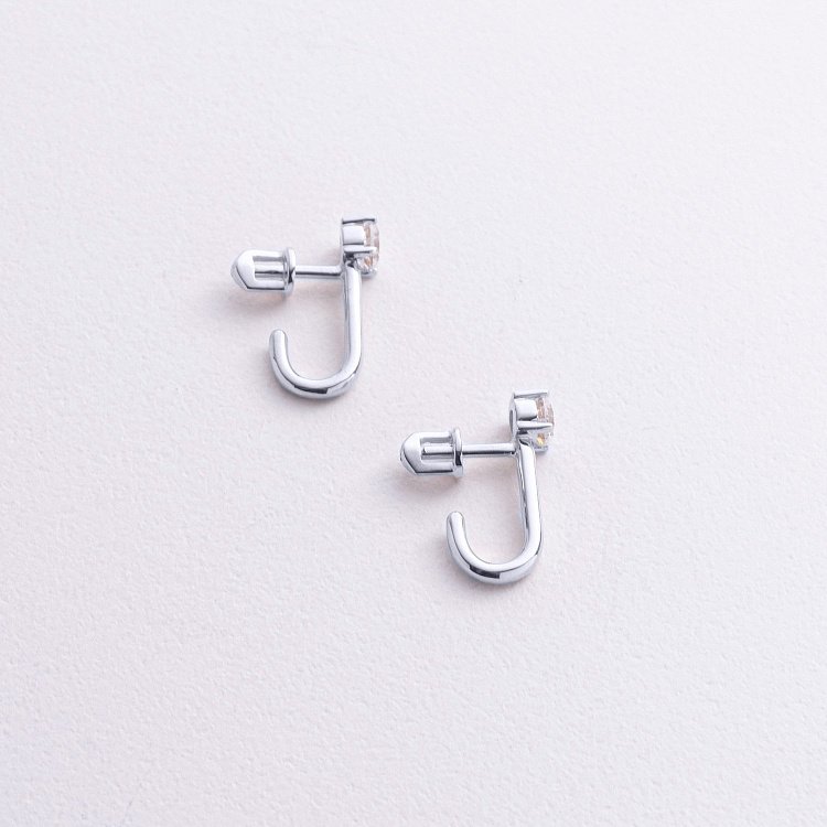 Серьги - пусеты "Rita" с фианитами (белое золото) с09061 от ювелирного магазина Оникс - 2