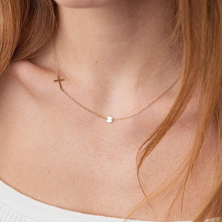 Кольє з хрестиком в жовтому золоті 860251М від ювелірного магазину Онікс - 2