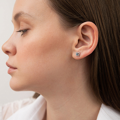 Золоті сережки - пусети "Конюшина" (діаманти, топази) сб0630ca №2