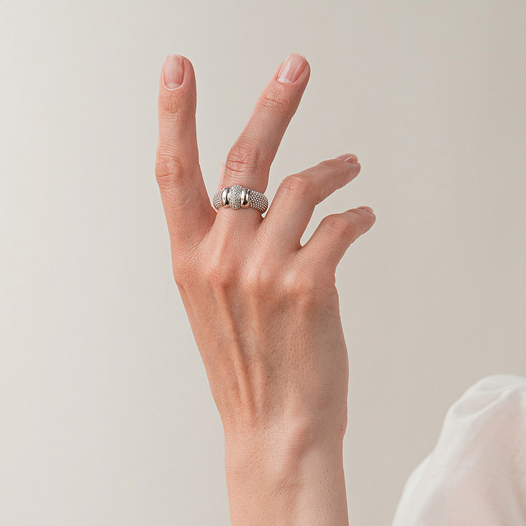 Каблучка "Marie" у білому золоті (фіаніти) к08285 від ювелірного магазину Онікс - 1