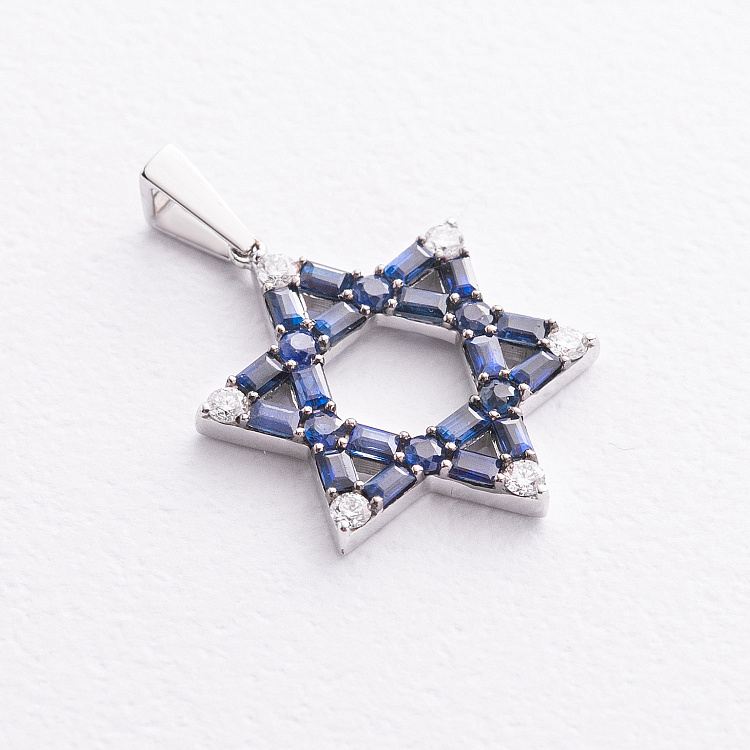 Золотий кулон "Зірка Давида" (діаманти, сапфіри) пб0405rc від ювелірного магазину Онікс