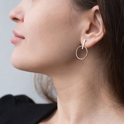 Золотые серьги - пусеты "Уверенность" с06695 №5