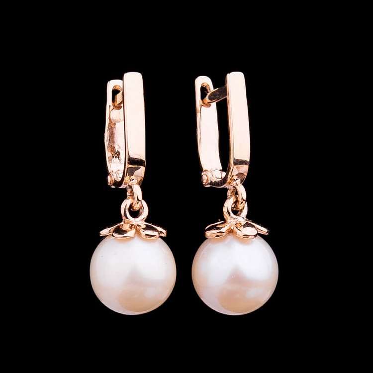 Золотые серьги с жемчугом с01518 от ювелирного магазина Оникс