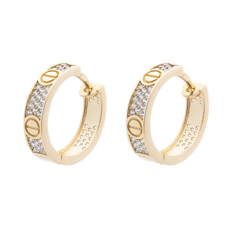 Золоті сережки-кільця (фіаніт) с05393 від ювелірного магазину Онікс - 1