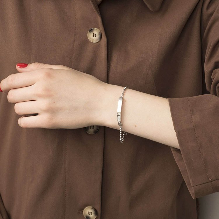 Срібний браслет для гравіювання (фіаніти) 141289 від ювелірного магазину Онікс - 5