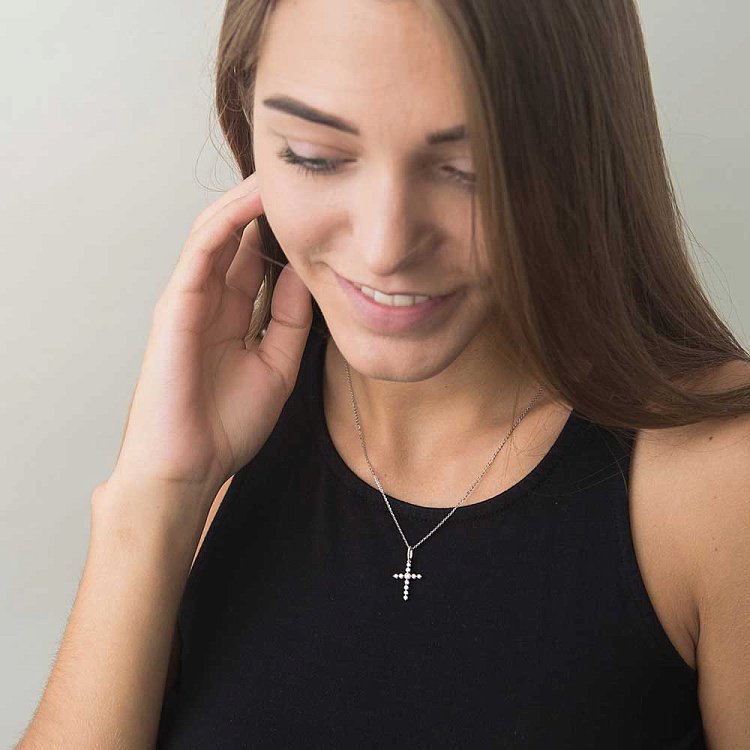 Золотий хрестик з діамантами пб0027ch від ювелірного магазину Онікс - 2