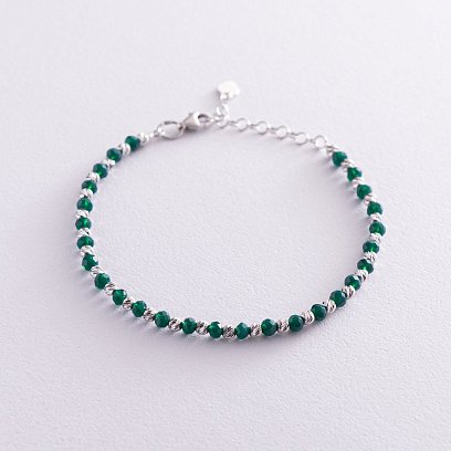 Серебряный браслет с зелеными фианитами 141374