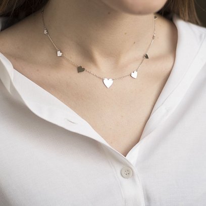 Золоте кольє з сердечками кол01451 №4