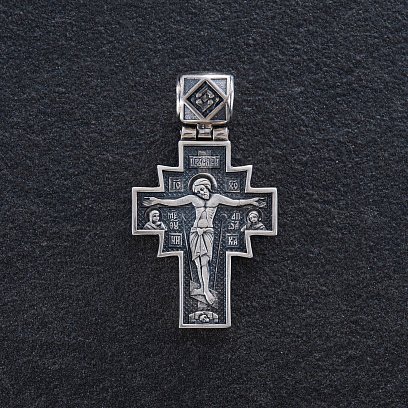 Срібний православний хрест з чорнінням 132488 №3