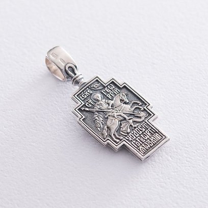 Серебряный крест "Распятие. Георгий Победоносец" 132994 №2