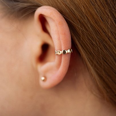 Серьга - каффа "Грани" в красном золоте с07910 №5