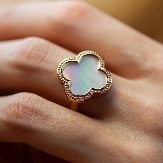 Кольцо "Клевер" в красном золоте (перламутр) к07986 №2