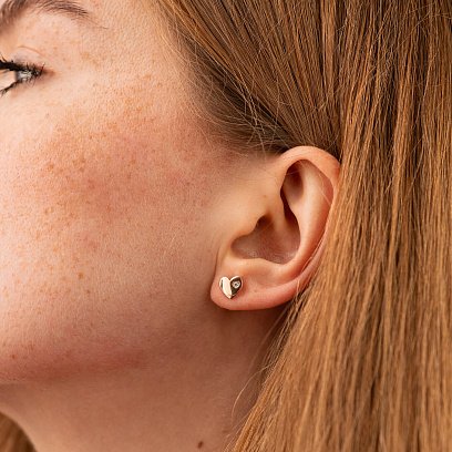 Золоті сережки "Сердечка" з фіанітами с06071 №2