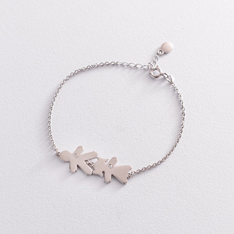 Срібний браслет "Дівчинка та хлопчик" (можливе гравіювання) 2084 від ювелірного магазину Онікс - 6