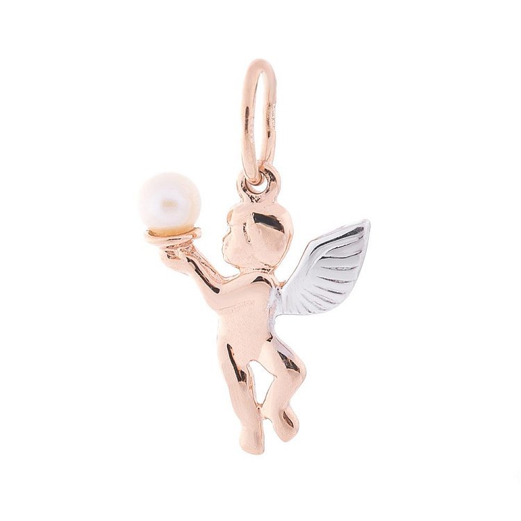 Золотой кулон "Ангел" (культ. пресн. жемчуг) п00733 от ювелирного магазина Оникс