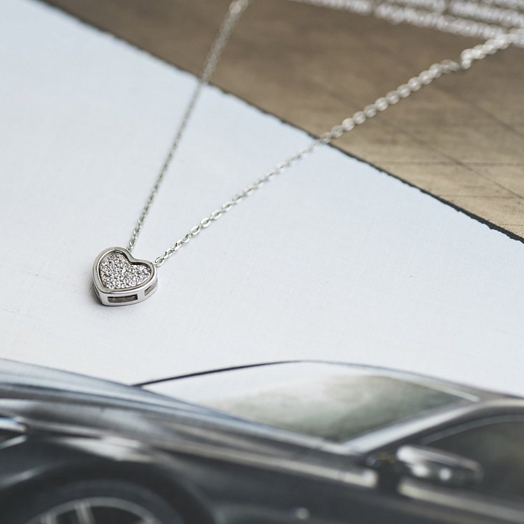 Срібне кольє з сердечком (фіаніти) 18648 від ювелірного магазину Онікс - 6