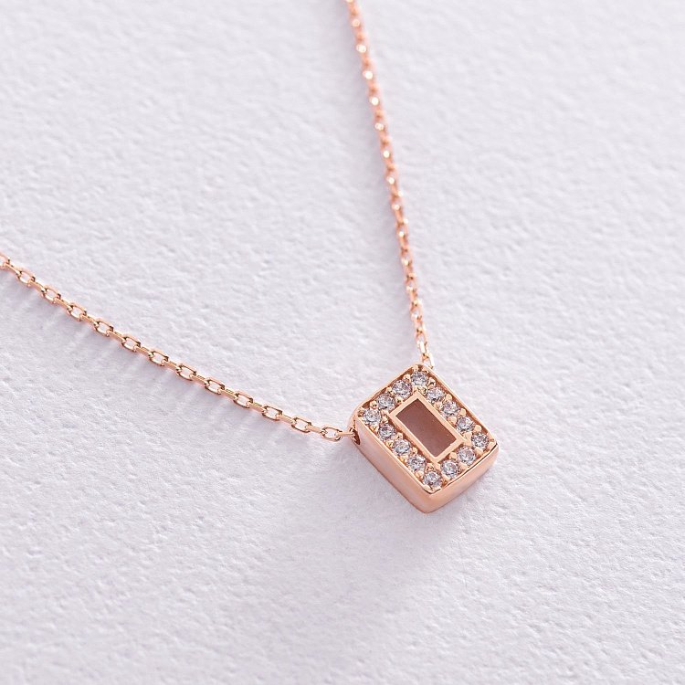 Золотое колье с буквой "О" (фианиты) кол01255О от ювелирного магазина Оникс