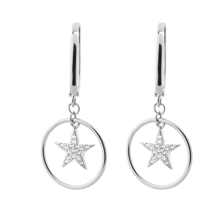 Срібні сережки "каблучку з зірками" (фіаніт) 122186 від ювелірного магазину Онікс