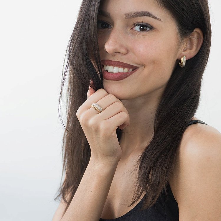 Золота каблучка з діамантами кит0295 від ювелірного магазину Онікс - 3